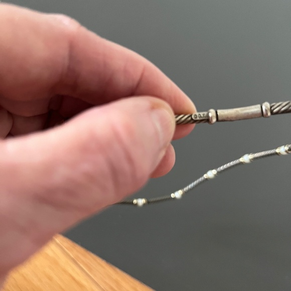 David Yurman Hampton 585 14K Gold 925 Sterling Silver Choker Pearl Necklace - Picture 2 of 10